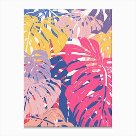Colourful Monstera Leaves Canvas Print
