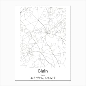 Blain,France Minimalist Map Canvas Print