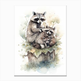 A Raccoons Watercolour Illustration Storybook 1 Canvas Print