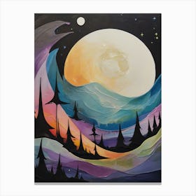 Full Moon In The Sky Landscape Canvas Print