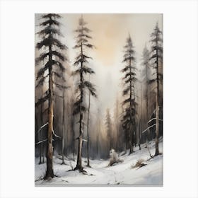 Winter Pine Forest Christmas Painting (23) Canvas Print