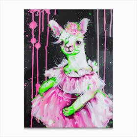 Animal Party: Crumpled Cute Critters with Cocktails and Cigars Pink Llama 1 Canvas Print