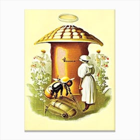 Beekeeper And Beehive 2 Vintage Canvas Print