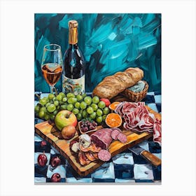 Charcuterie Board Blue Checkerboard 4 Canvas Print