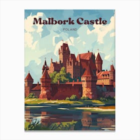 Malbork Castle Poland Retro Art Illustration Canvas Print