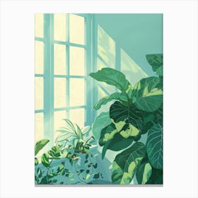 Plants On The Window Sill Canvas Print