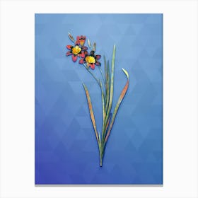Vintage Ixia Tricolor Botanical Art on Blue Perennial n.2021 Canvas Print