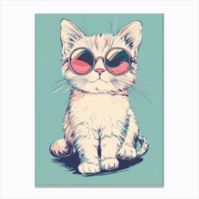 Cute Cat In Sunglasses.Generated AI. Wall Art Print Canvas Print