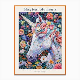 Floral Modern Fauvism Unicorn 2 Poster Canvas Print