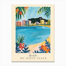 My Happy Place Honolulu 4 Travel Poster Canvas Print