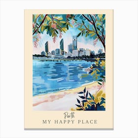 My Happy Place Perth 3 Travel Poster Canvas Print