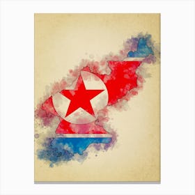 North Korea Flag Vintage Canvas Print