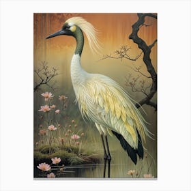 Crane In Water Canvas Print