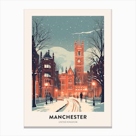 Winter Night  Travel Poster Manchester United Kingdom 1 Canvas Print
