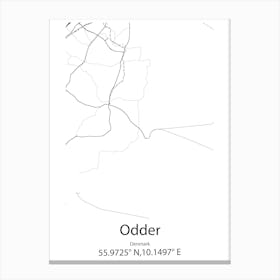 Odder,Denmark Minimalist Map Canvas Print