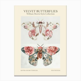 Velvet Butterflies Collection Moths And Butterflies William Morris Style 1 Canvas Print