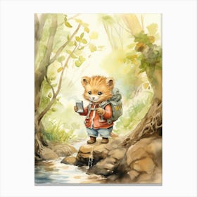 Hiking Watercolour Lion Art Painting 4 Canvas Print