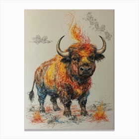 Bison On Fire Canvas Print