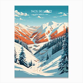 Poster Of Taos Ski Valley   New Mexico, Usa, Ski Resort Illustration 1 Canvas Print