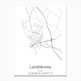 Landskrona,Sweden Minimalist Map Canvas Print