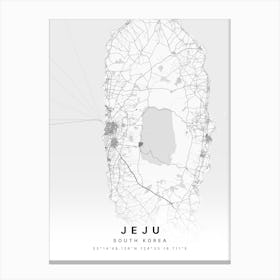 Jeju South Korea White Map Canvas Print