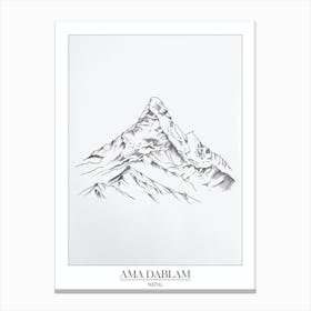 Ama Dablam Nepal Line Drawing 1 Poster Canvas Print