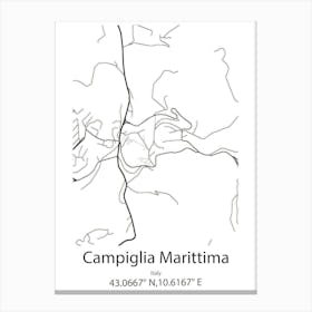 Campiglia Marittima,Italy Minimalist Map Canvas Print