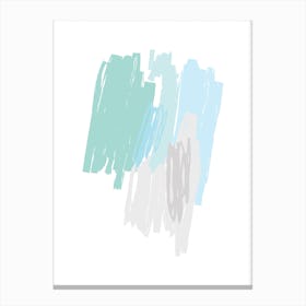 Abstract Mint and Blue Scribbles Canvas Print