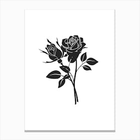 Flowers B & W Art Canvas Print