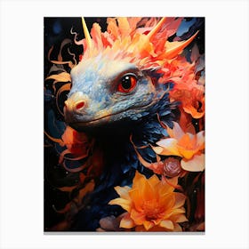 Dragon With Flowers Canvas Print