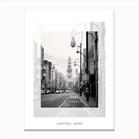 Poster Of Sapporo, Japan, Black And White Old Photo 1 Canvas Print