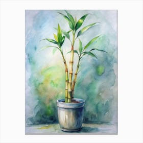 Bamboo Plant Watercolor Painting Canvas Print