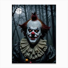 Whispers of the Clown at Midnight Spooky Clown Canvas Print