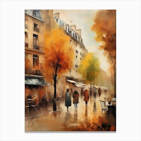 Paris city countryside, cafes, people, trees, old autumn oil paints. Faded colours.6 Canvas Print