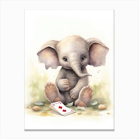 Elephant Painting Board Gaming Watercolour 1 Canvas Print