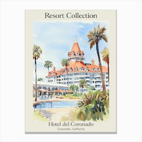 Poster Of Hotel Del Coronado   Coronado, California   Resort Collection Storybook Illustration 4 Canvas Print