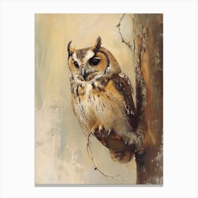 African Wood Owl Japanese Painting 10 Canvas Print