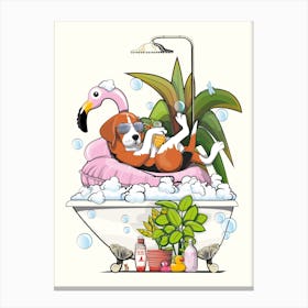 Beagle Dog In The Bath Canvas Print