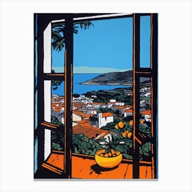 A Window View Of Cape Town In The Style Of Pop Art 3 Canvas Print