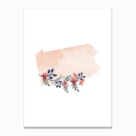 Pennsylvania Watercolor Floral State Canvas Print