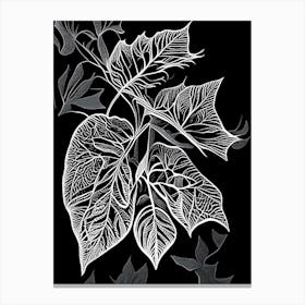 Schisandra Leaf Linocut Canvas Print