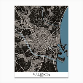 Valencia Black Blue Canvas Print