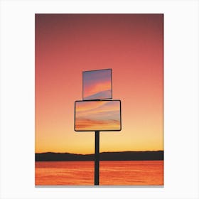 Sunset Reflection In The Street Sign Canvas Print