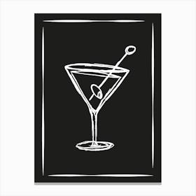 Martini Cocktail Black and White Canvas Print