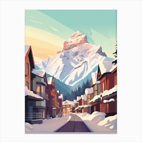 Vintage Winter Travel Illustration Banff Canada 1 Canvas Print