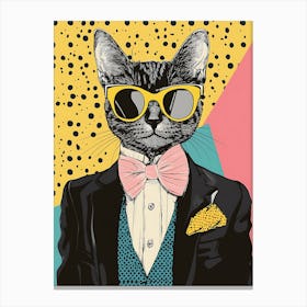 Super Cool Cat Illustration Pop 21 Canvas Print