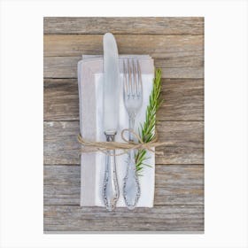 Table Setting With Silverware Canvas Print