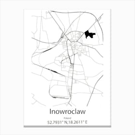 Inowroclaw,Poland Minimalist Map Canvas Print