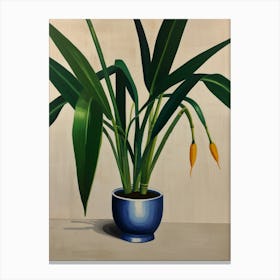 Plant In A Blue Pot Canvas Print