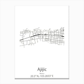 Ajijic,Mexico Minimalist Map Canvas Print